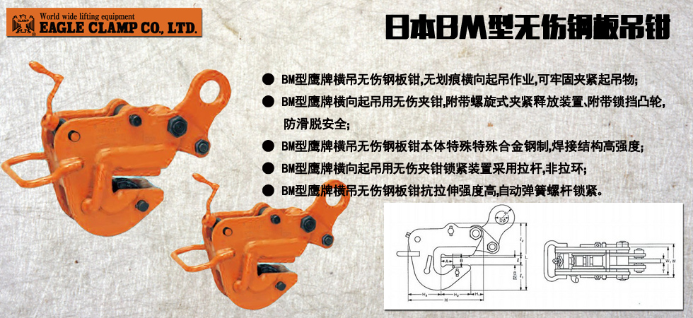 日本BM型無(wú)傷鋼板吊鉗圖